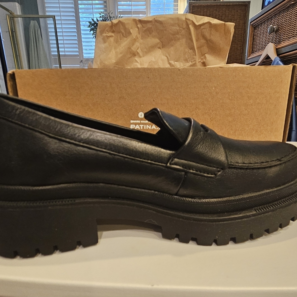 Patina black Chunky loafers, size 8.5.